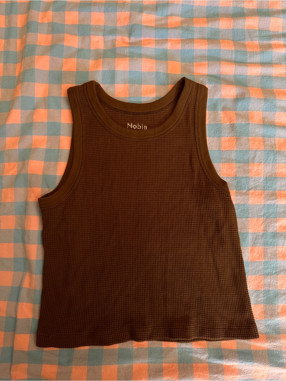 Noble Women's Brown Waffle Knit Tank Top